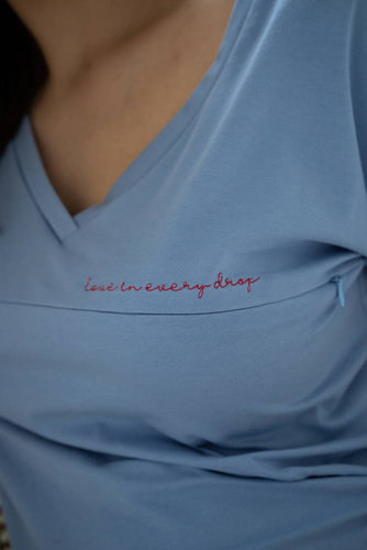 M-Shirt Bluzka ciążowa i do karmienia V-neck Milk&Love błękitny