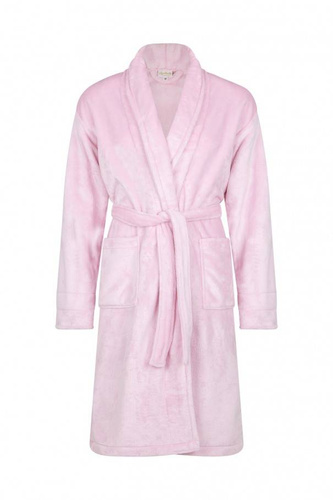 Żona + Korona Szlafrok damski polarowy ByShelly - jasny róż/złoty