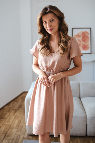 Milk & Love Lovely Dress sukienka ciążowa i do karmienia z wiskozy beżowa