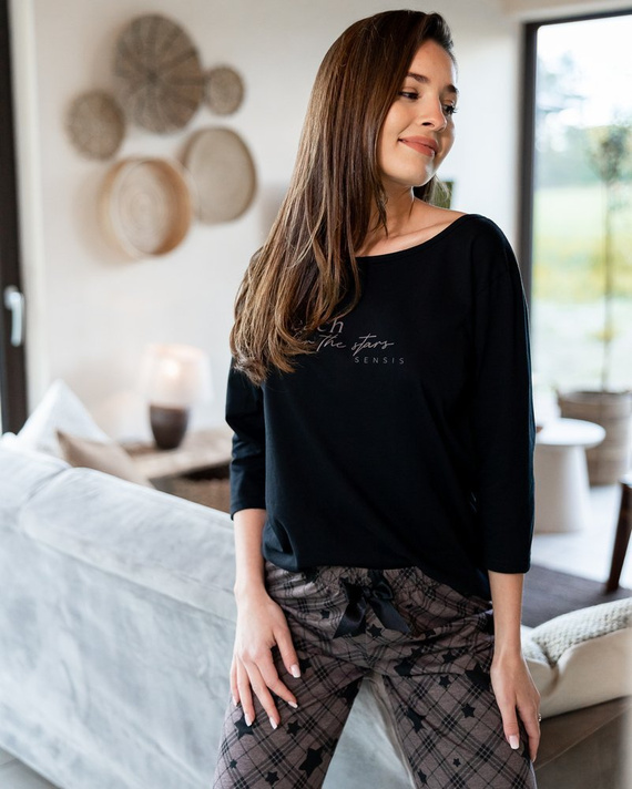 Sensis Reach For The Stars Piżama damska - czarny-brązowy