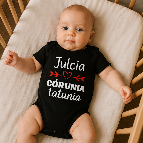 Body krótki rękaw "Córunia tatusia z imieniem" Moocha czarny