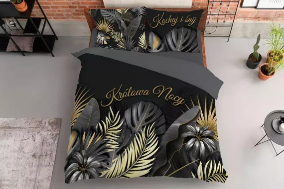 4423 A Holland 35 Pościel bawełniana Królowa nocy Detexpol grafitowy 