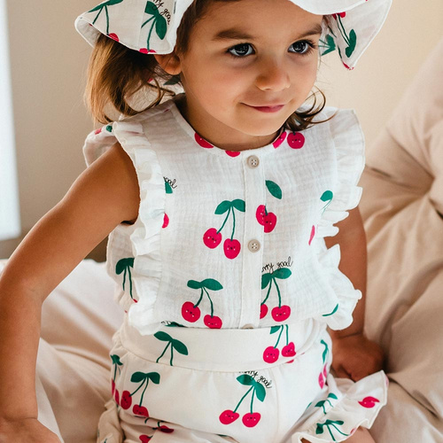 Body niemowlęce Eevi Cherry muślin bawełna ecru falbanki