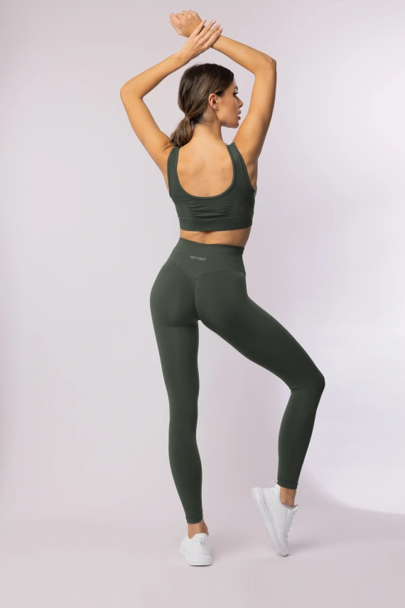 Legginsy damskie SPAIO Flex Innergy 2.0 khaki– seamless, wsparcie regeneracji