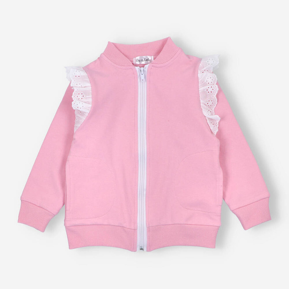 BOB-0005 Dziewczęca bluza dresowa bomberka By o Baby różowy