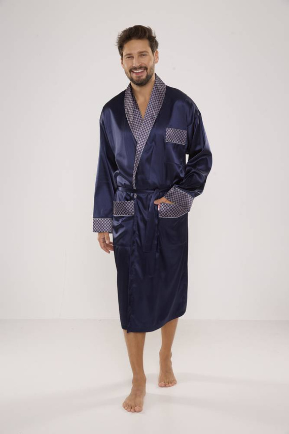 940 Satyna szlafrok męski Forex - granat