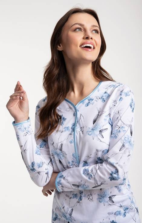 150 Koszula nocna z długim rękawem Luna - niebieski