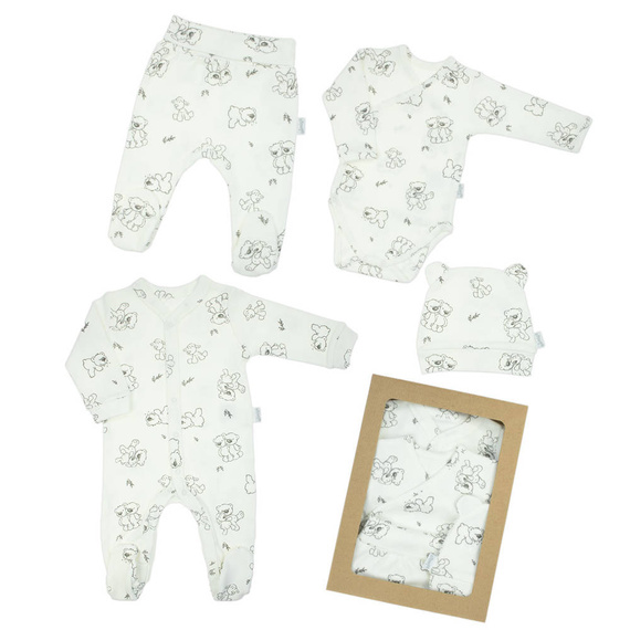 4700 02 Komplet wyprawkowy 4-częściowy nadruk "Basic" Nicol - kremowy