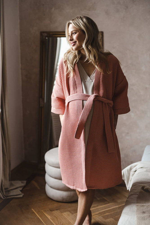 Szlafrok bawełniany wafel Milk&Love herbaciana róża