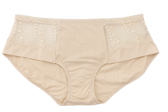 Ekskluzywne figi Anabel z mikrofibry i haftu – polska produkcja, luksus i komfort - beżowy