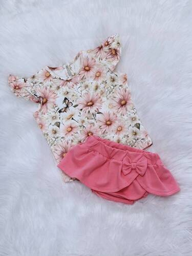 Bloomers bawełniany ze spódniczką Bambarillo różowy
