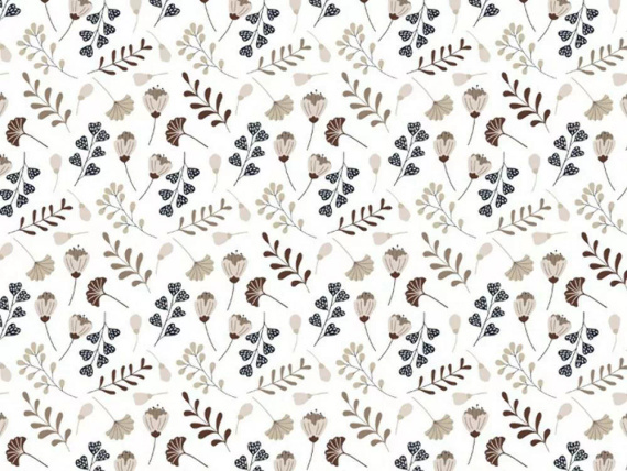 614N Pościel bawełniana Classic E24 Extrapościel biała brązowa listki gałązki– 100% bawełna, trwała, kolorowa, komplet 2-częściowy