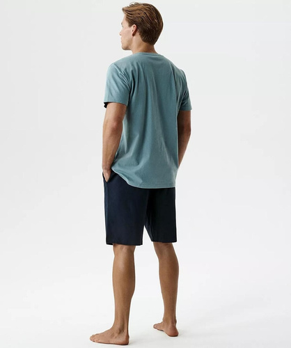 NMP-398 Letnia Piżama Męska 100% Bawełna Peach miiętowo-granatowa