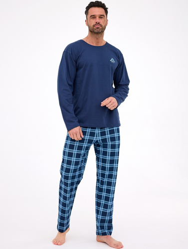 124/314 North Piżama męska Cornette granatowa– bawełniana, długi rękaw