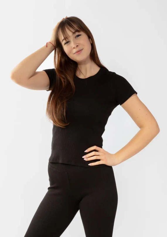 Halima Bluzka damska prążkowana Dkaren - czarny