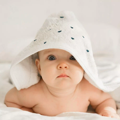 Baby 58 Serca niemowlęce okrycie kąpielowe Eurofirany biały/niebieski