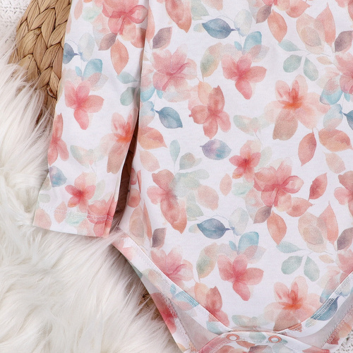 ABN-5415 Kolorowe kwiatki Body z bawełny organicznej Nini druk