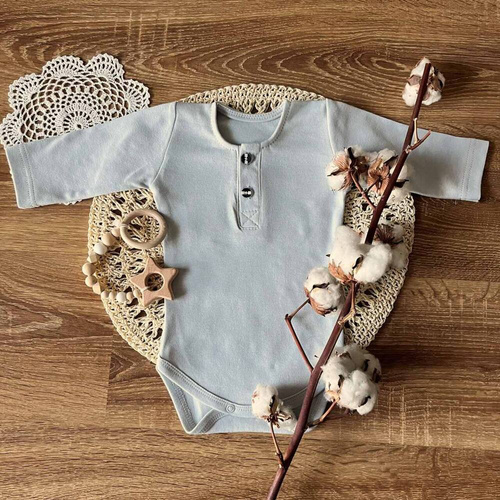 BP009 Body polo z długim rękawem Mamatti - szary