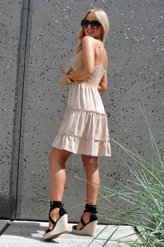 Satrian Beige D53 Sukienka damska Merribel