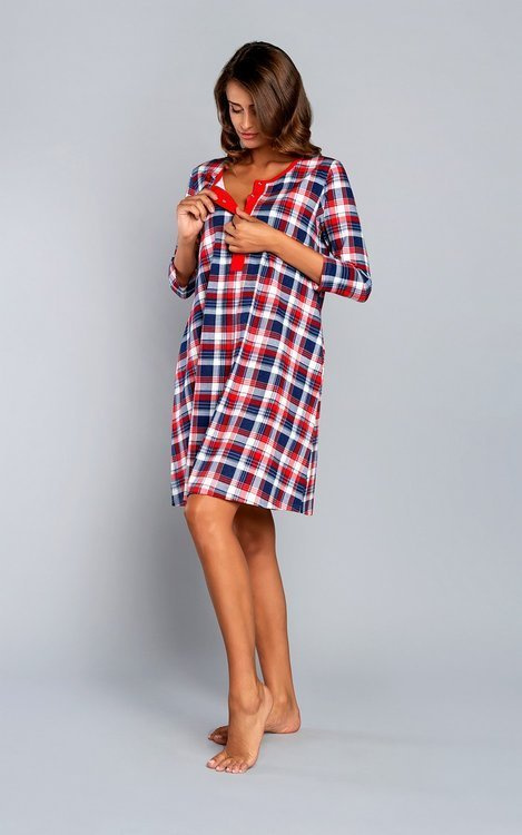 Rugia koszula nocna ciążowa i do karmienia rękaw 3/4 Italian Fashion- granat