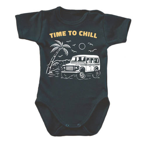 "WAKACJE – TIME TO CHILL" Body krótki rękaw Moocha czarny
