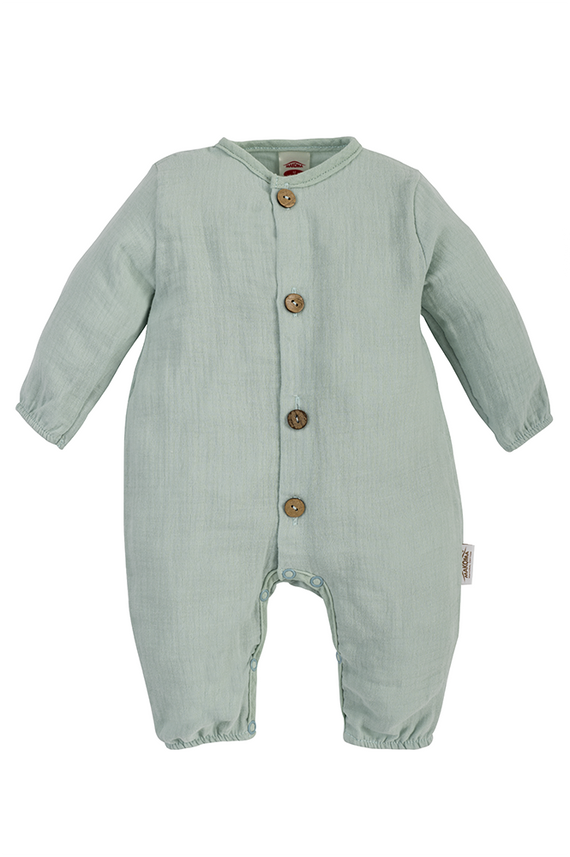 02235BST "Just Muslin" Pajac muślinowy Makoma turkusowy