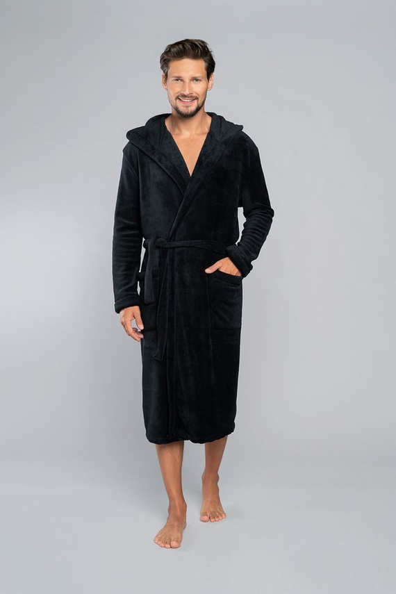 Mimas Szlafrok męski z kapturem Italian Fashion- grafit