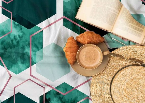 Milargo Verde 009 Pościel satynowa geometria Faro zielony 