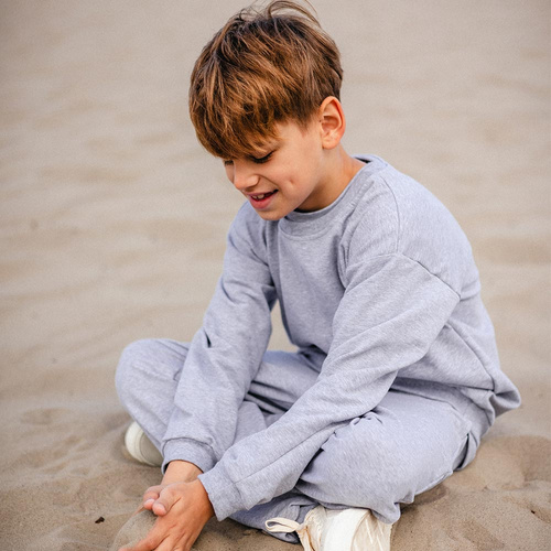 Simply Comfy Bluza dziecięca Eevi – oversize, 100% bawełna, szara