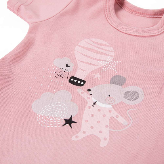 Mellow Body z krókim rękawem z nadrukiem Ewa Klucze- róż