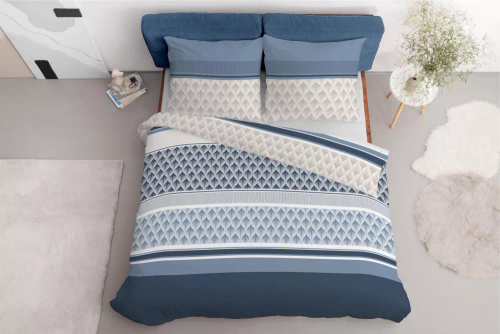 5028 A Pościel z mikrofibry geometria Detexpol niebieski