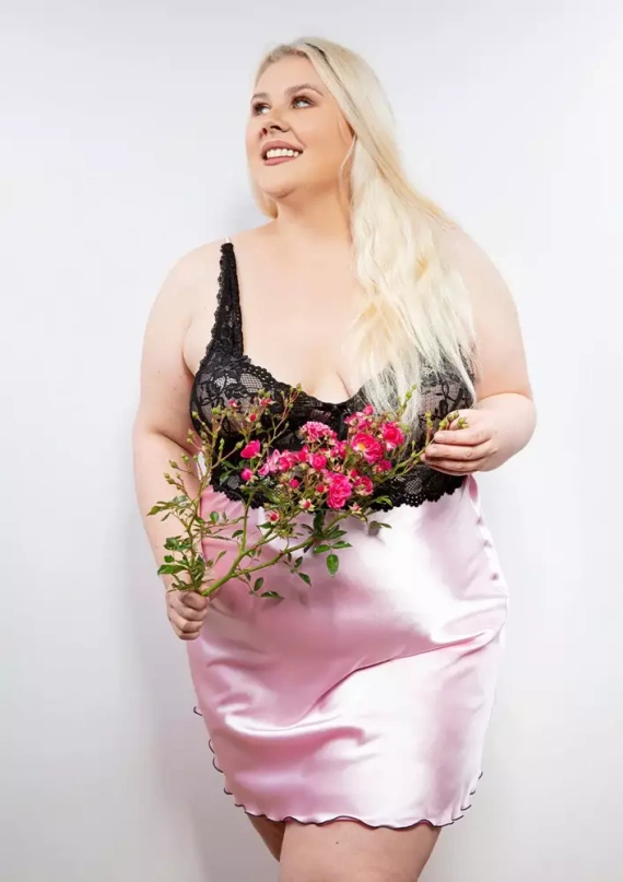 Oliwia Halka satynowa koszulka damska DKaren - wrzos