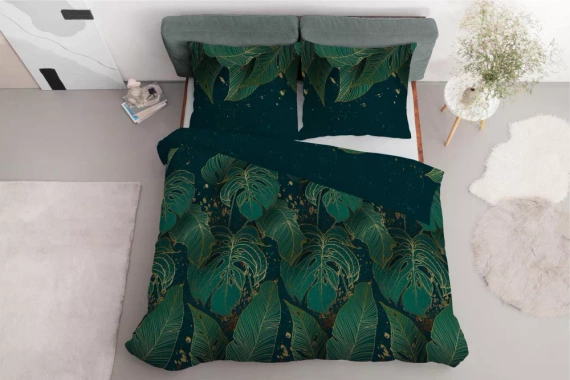 4978 B Pościel z mikrofibry liście Detexpol zielony