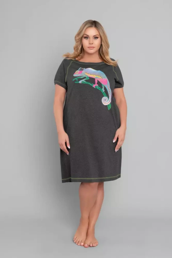 Wolta koszula nocna krótki rękaw Italian Fashion - ciemny melanż/zielony