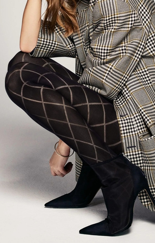 Grandi Rajstopy Rombo 60 den Veneziana czarne – geometryczny wzór, miękkie i elastyczne