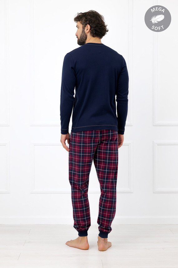 Italian Fashion Brajan Piżama męska Mega Soft długa spodnie w kratę-granatowa