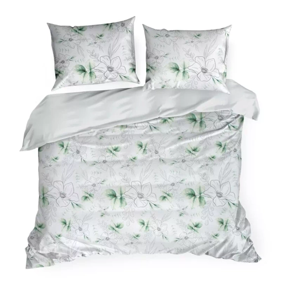 Spring 28 Kwiaty pościel satynowa Eurofirany biały/zielony