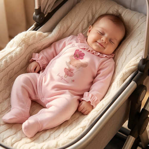 ABN-5693 Pajac niemowlęcy Małe Myszki Nini 100% bawełna organiczna Polska