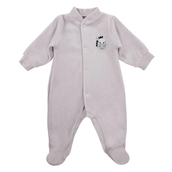 "Baby Love" Pajac welurowy z naszywką Ewa Klucze - szary