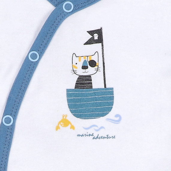 ABN-5002/BIA Piraci Body kopertowe krótki rękaw z bawełny organicznej Nini biały 