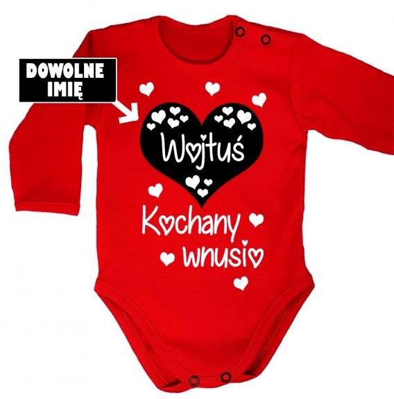 "KOCHANY WNUSIO z imieniem" Body długi rękaw Moocha biały