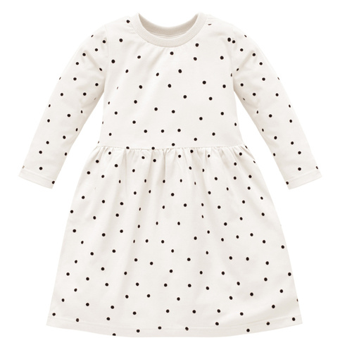 Tres Bien Sukienka z długim rękawem Pinokio - ecru groszki