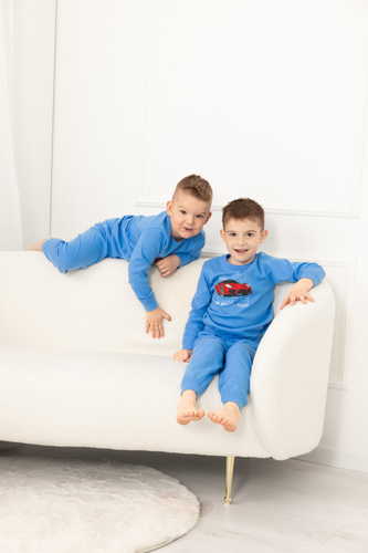 Piżama chłopięca Gordo – bawełna, długi rękaw i spodnie ze ściągaczami Italian Fashion - niebieski 