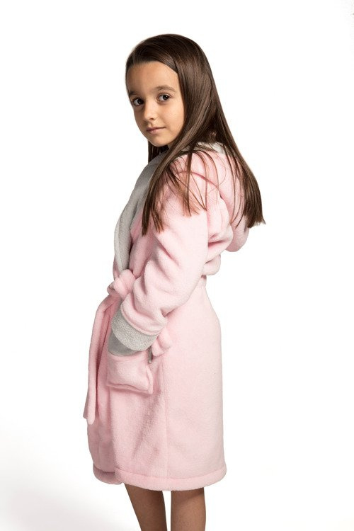 Szlafrok dziecięcy Kids Delfino - light pink/grey