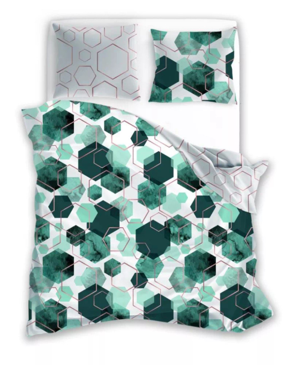 Milargo Verde 009 Pościel satynowa geometria Faro zielony 