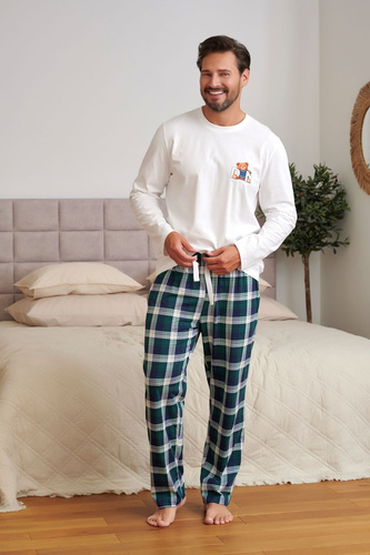 Piżama Męska Doctor Nap 7514 Teddy 100% Bawełna Długi Rękaw Spodnie