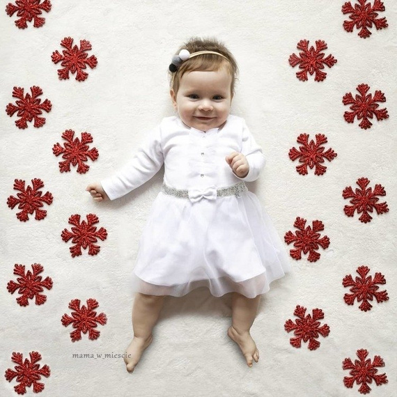 114B Little Star Sukienko-body długi rękaw Marija - biały/srebrny