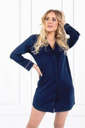 Night Heaven Koszula nocna rozpinana Momenti Per Me navy