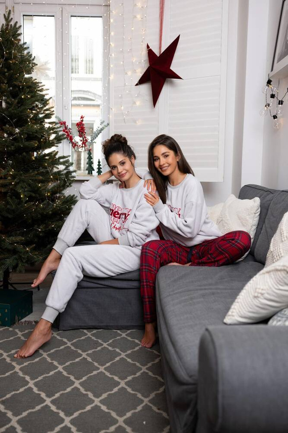 Gween Piżama damska Soft/Flanela  Sensis - szary