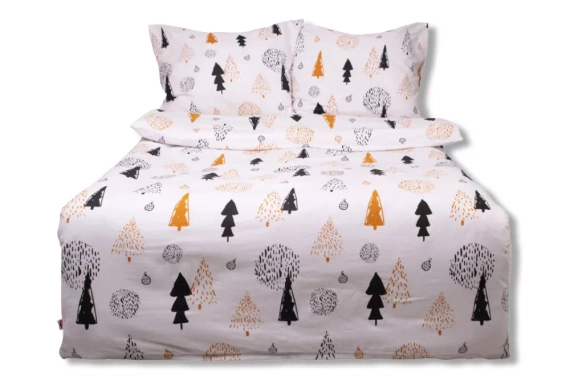 F-87 Pościel flanelowa świąteczna choinki bombki Matex biały
